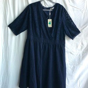 Never-Worn Nemidor Dark Blue Lace Dress